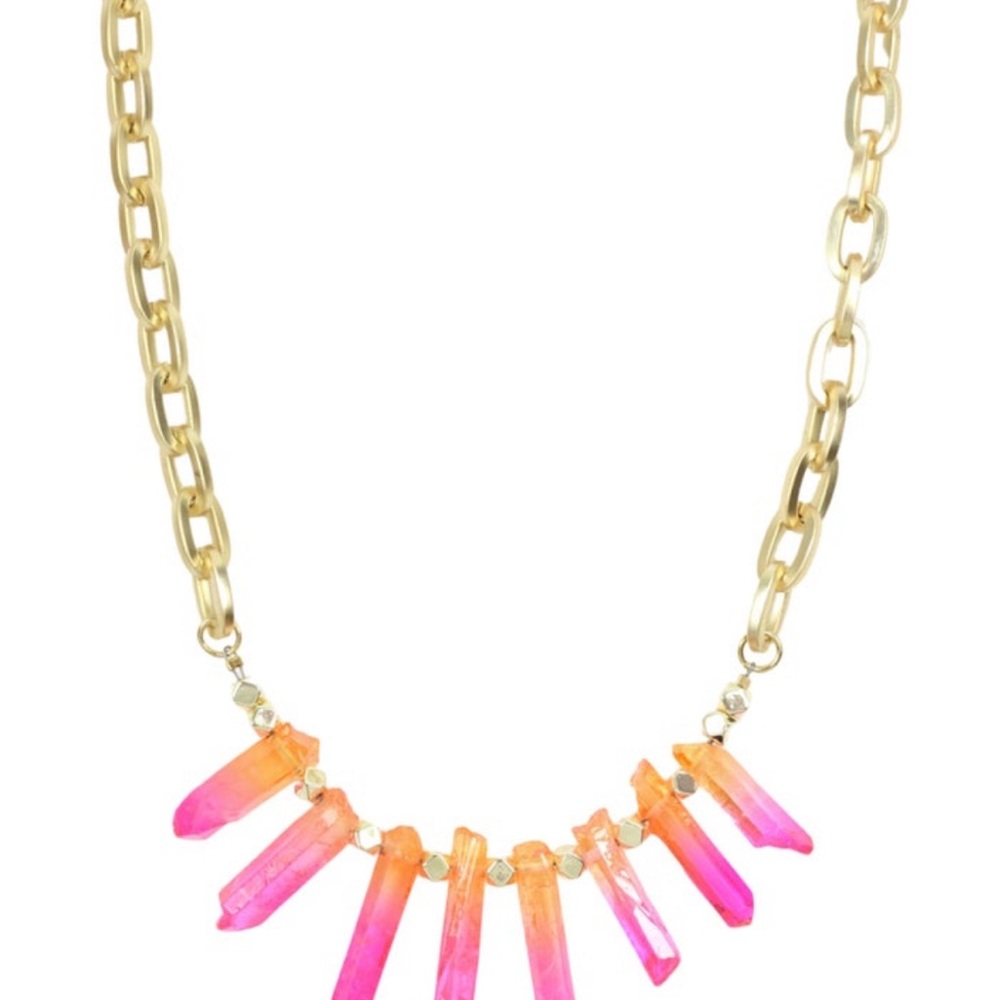 Bourbon and Boweties The Kinley Neon shard 22” matte gold necklace